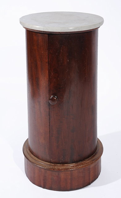 Appraisal: A VICTORIAN MAHOGANY CYLINDRICAL POT CUPBOARD with marble top over