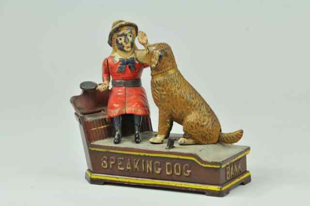 Appraisal: SPEAKING DOG MECHANICAL BANK Red Dress Shepard Hardware Co designed