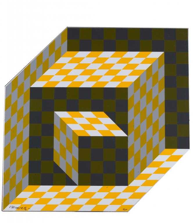 Appraisal: VICTOR VASARELY - AXO serigraph on aluminium signed by the