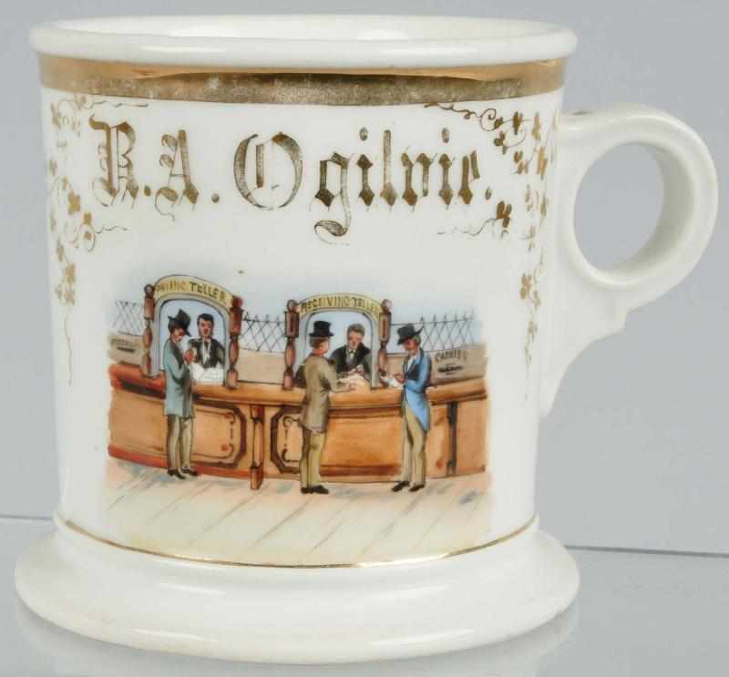 Appraisal: Banker Scene Shaving Mug Description Beautiful image of men doing