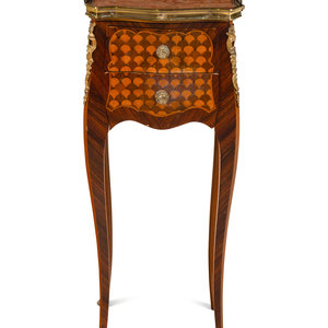 Appraisal: A Louis XV Style Gilt Metal Mounted Marble-Top End Table