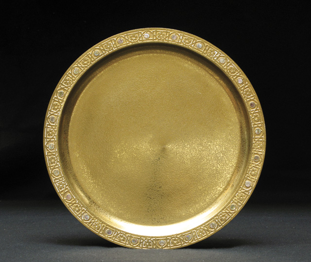 Appraisal: TIFFANY STUDIOS GILT BRONZE SERVING TRAY in the Abalone pattern