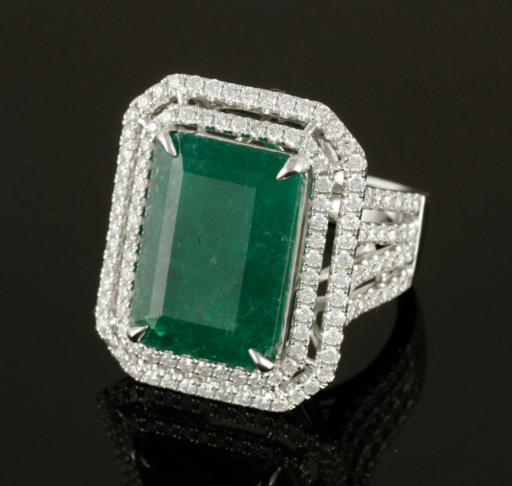 Appraisal: - K White Gold and Emerald Ring K white gold