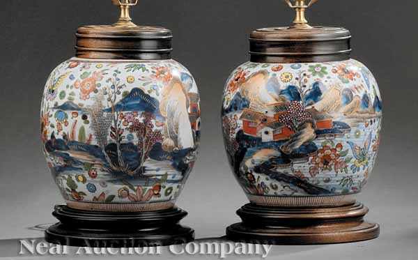 Appraisal: A Pair of Chinese Polychrome Porcelain Jars th c each