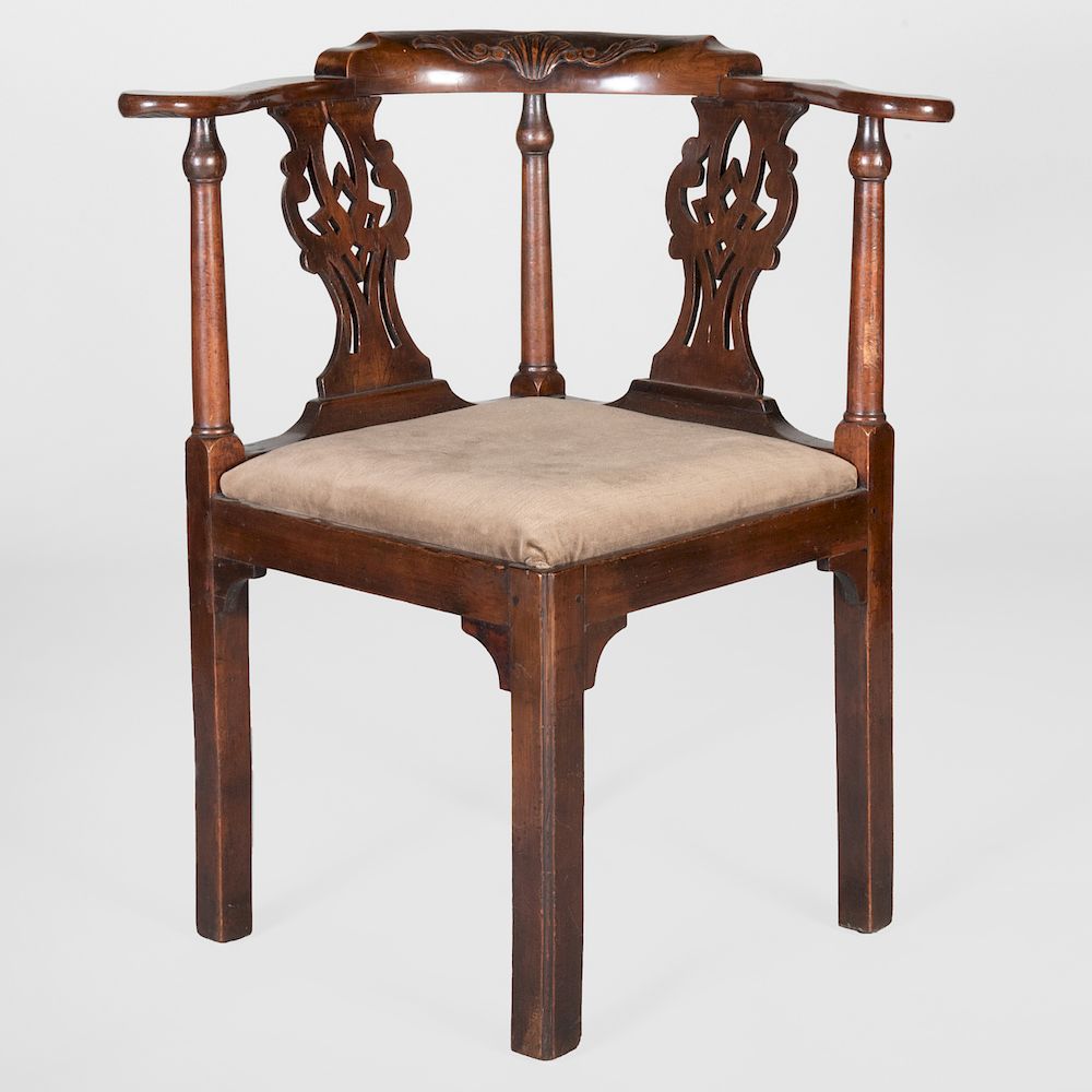 Appraisal: George III Mahogany Corner Chair Property from the Repository of