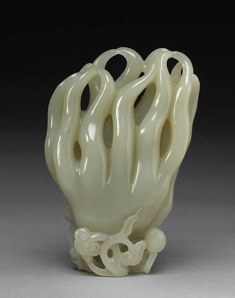 Appraisal: A good greenish white jade citron th Century Carved with