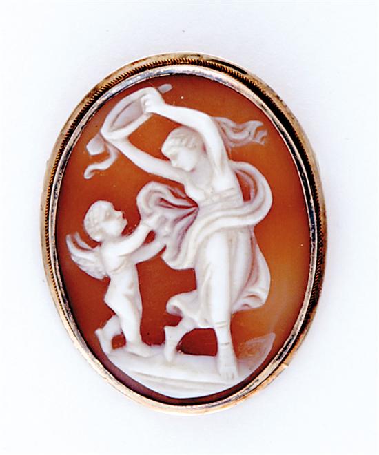 Appraisal: Victorian cameo brooch pendant circa portrait of female dancing with