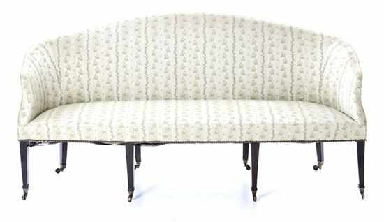 Appraisal: Hepplewhite mahogany cabriole sofa late th century shaped upholstered back