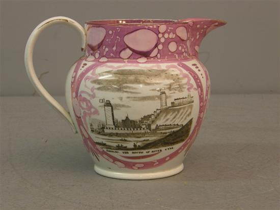 Appraisal: th century Sunderland lustre motto jug the inscription 'Shieles the