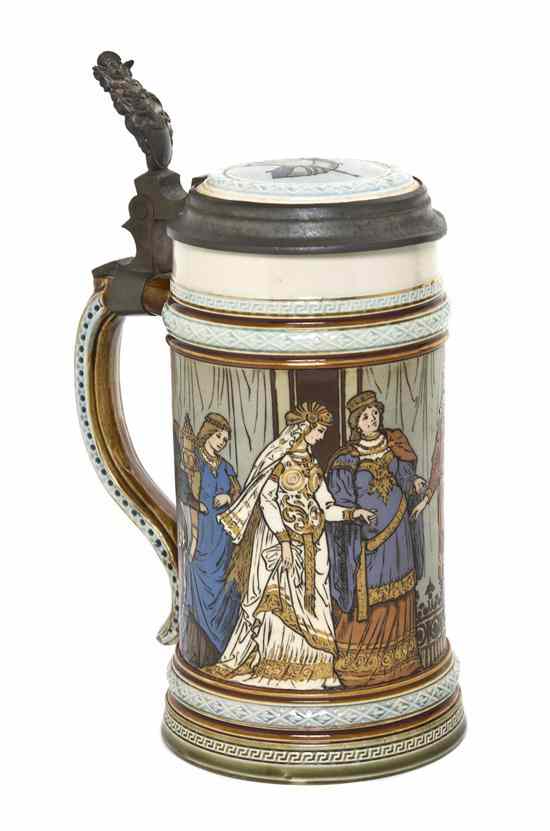 Appraisal: A German Pottery Stein Villeroy Boch Mettlach circa model liter