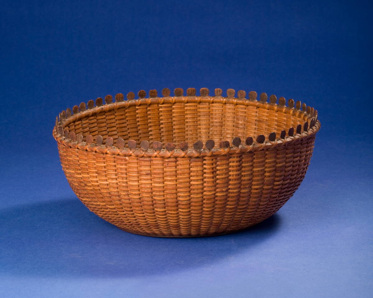 Appraisal: RARE NANTUCKET 'LOLLIPOP' BASKET IN DEEP AMBER PATINA LATE NINETEENTH