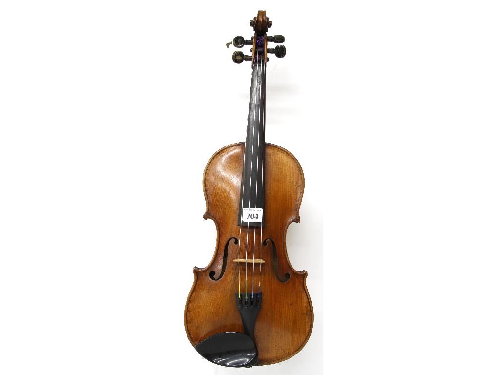 Appraisal: th century Markneukirchen violin labelled Wilhelm Kruse cm