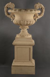 Appraisal: Neoclassical style urn on pedestal h Neoclassical style urn and