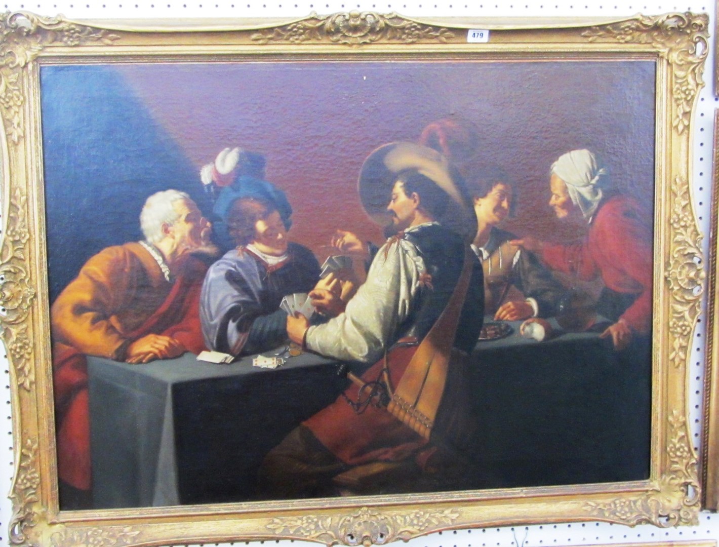 Appraisal: After Caravaggio The Card Players oil on canvas cm x