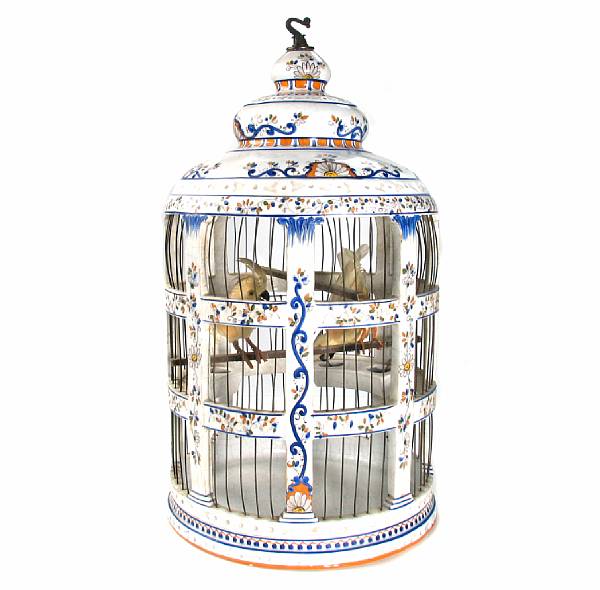 Appraisal: An Italian faience birdcage height in diameter in