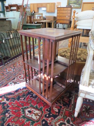 Appraisal: Mahogany Revolving Bookcase inlaid top tall