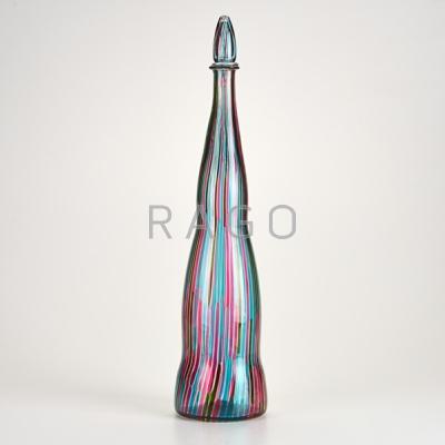 Appraisal: ALESANDRO MENDINI VENINI Latticino glass bottle and stopper with original