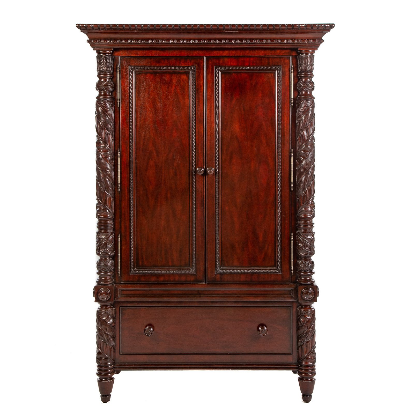 Appraisal: RALPH LAUREN ARMOIRE ENTERTAINMENT CABINET With elaborately carved half column