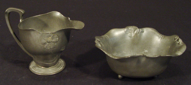 Appraisal: Orivit Art Nouveau pewter cream jug and sugar bowl each