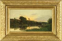 Appraisal: HENRI FRANCOIS PERRET FRENCH - LAZY RIVER WITH FIGURES Nicely