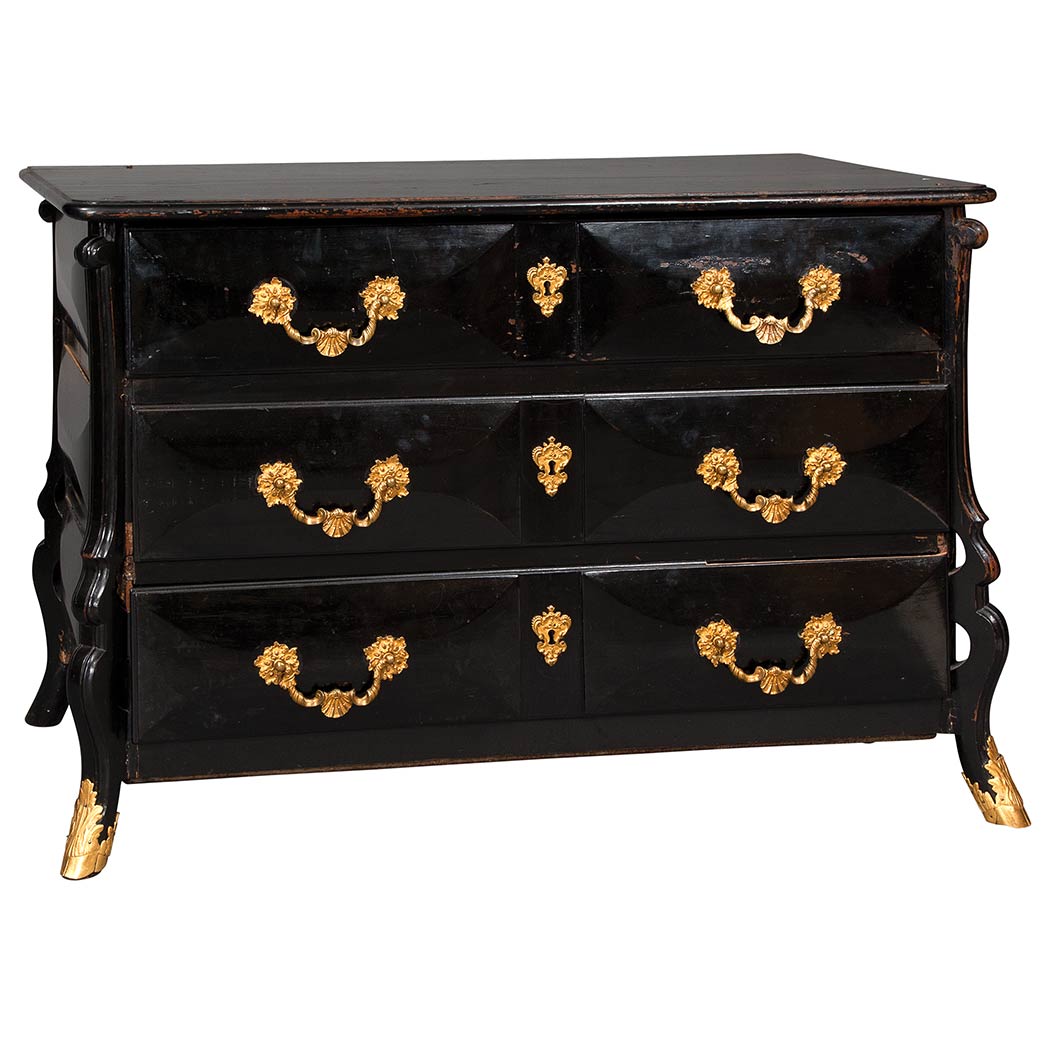 Appraisal: Louis XIV Gilt-Bronze Mounted Painted Commode th Century The rectangular