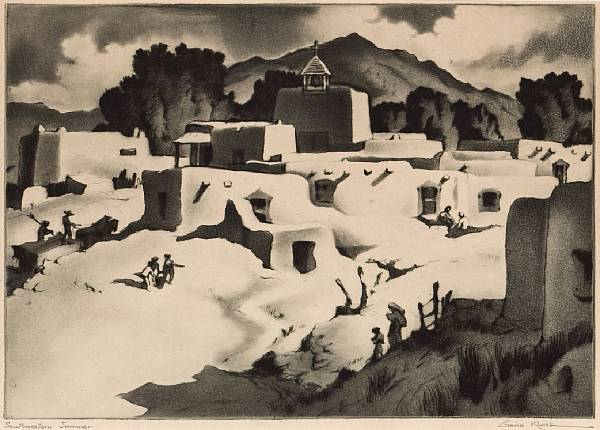 Appraisal: Gene Kloss American - Southwestern Summer Aquatint etching and drypoint