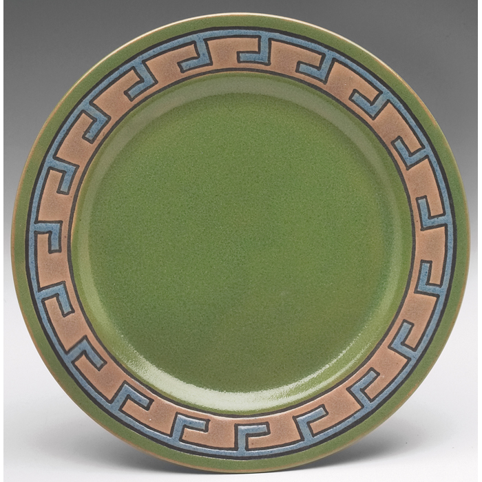 Appraisal: Saturday Evening Girls plate greenground with a blue and tan