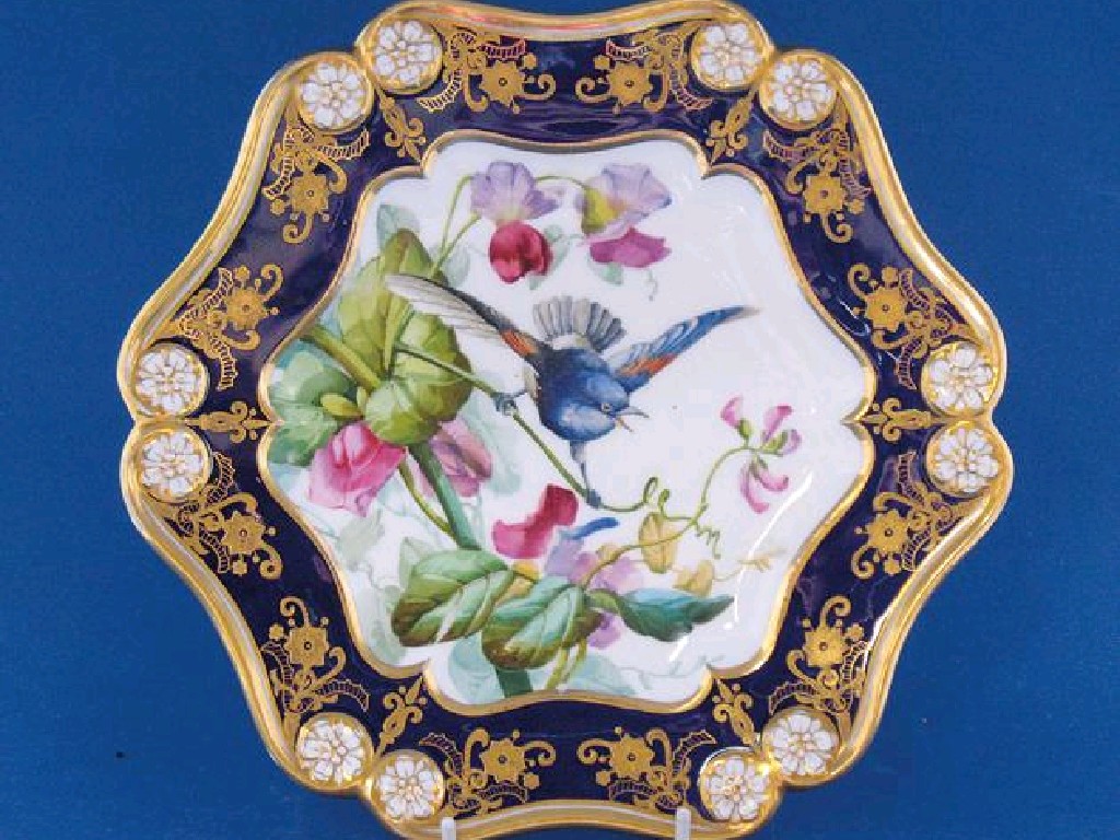 Appraisal: AN HEXAGONAL COALPORT CABINET PLATE the central panel painted in