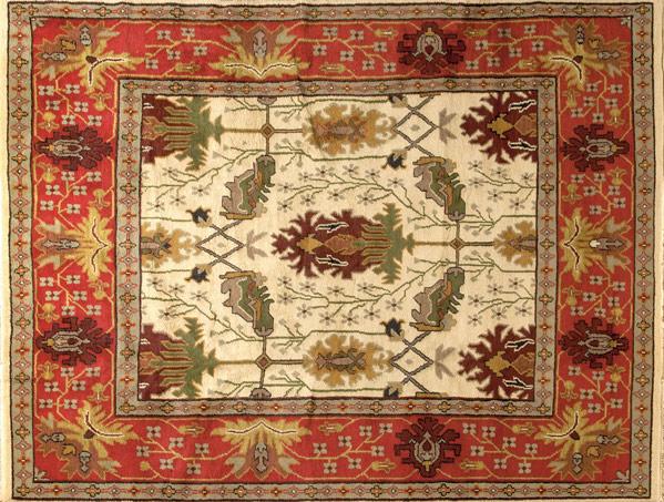 Appraisal: WILLIAM MORRIS STYLE Contemporary room-size rug with deep red and