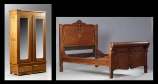 Appraisal: Two Piece American Victorian Carved Oak Bedroom Su Two Piece