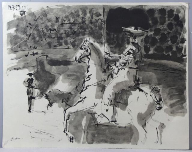 Appraisal: After Picasso Collotype L'Entr e du Picador Printed on Arches