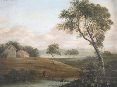 Appraisal: Follower of Patrick Nasmyth Landscape with a figure near a