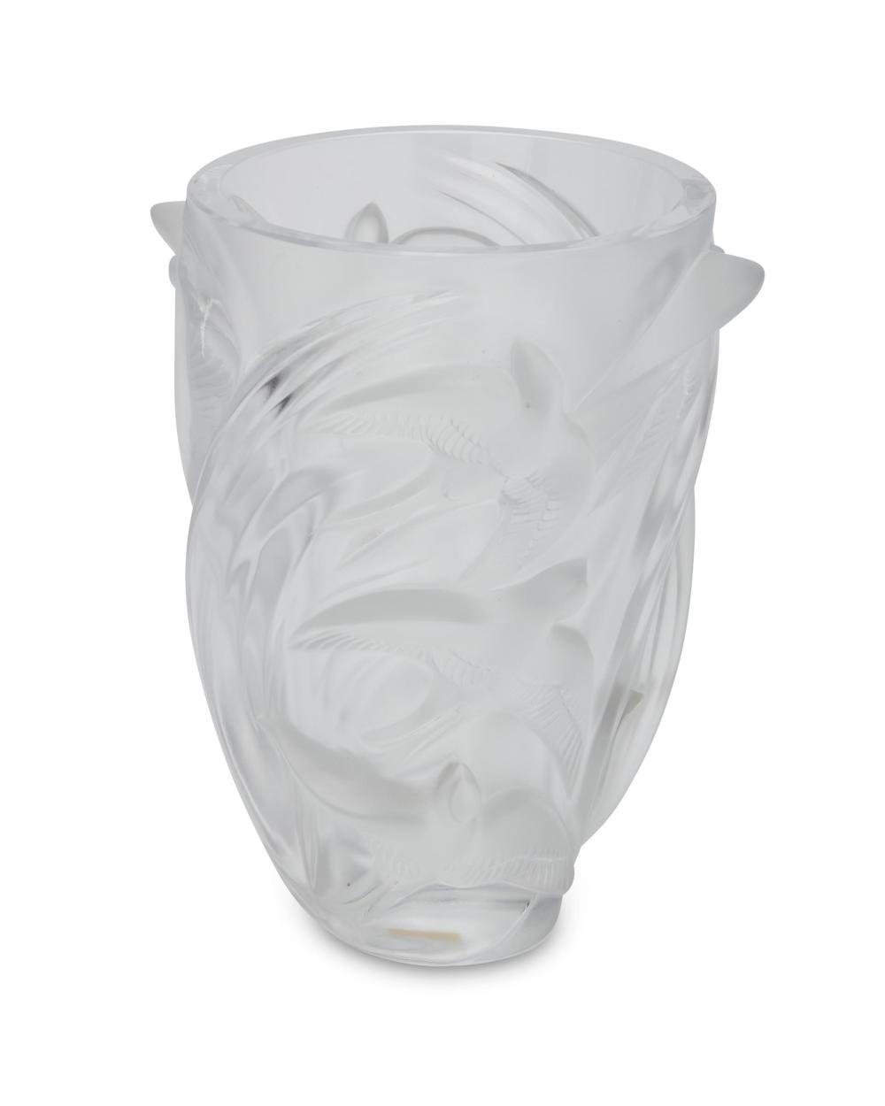 Appraisal: A Lalique Martinets crystal vase Circa -Present Signed Lalique France