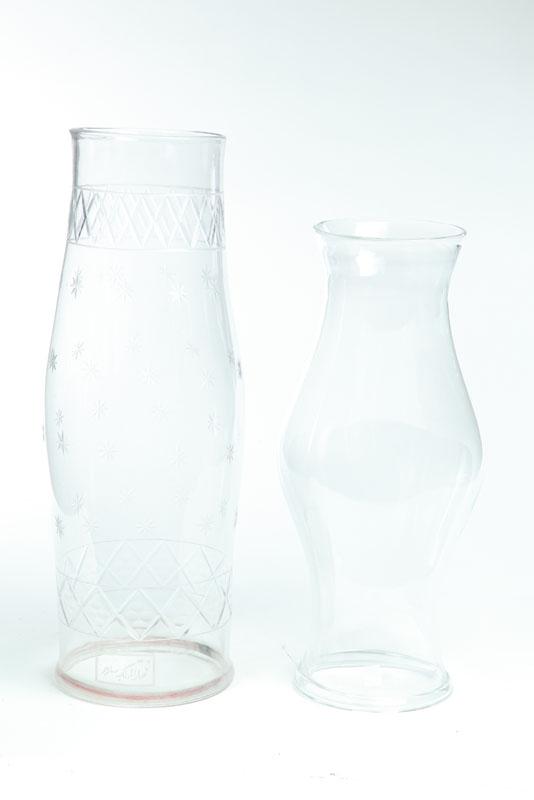 Appraisal: TWO HURRICANE SHADES American th century clear glass Both have