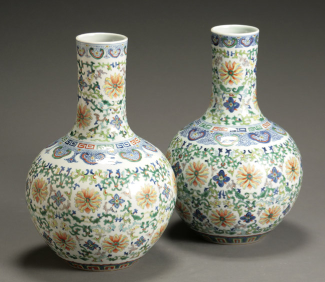 Appraisal: Two Similar Chinese Doucai Style 'Chrysanthemum' Vases Late Republic Period