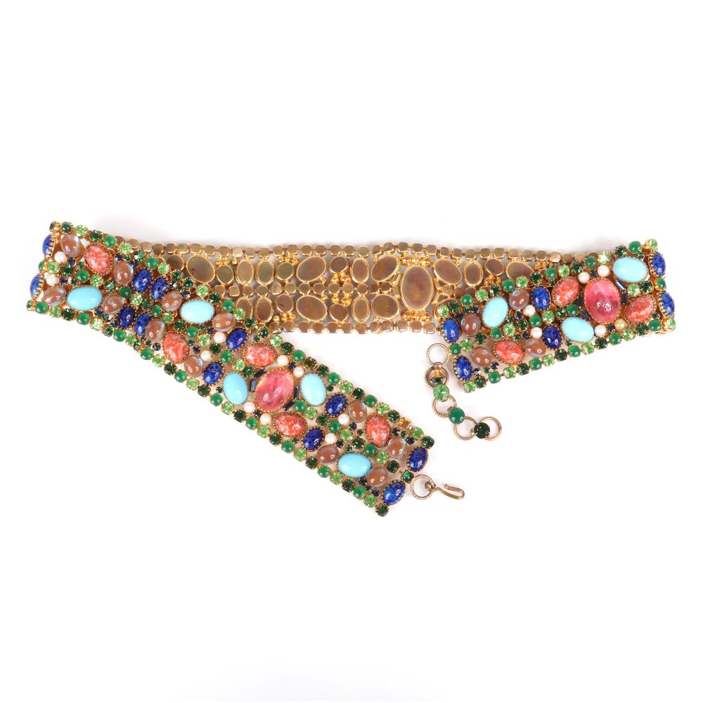 Appraisal: KENNETH JAY LANE KJL MULTI-COLORED JEWEL ENCRUSTED GOLD TONE BELT