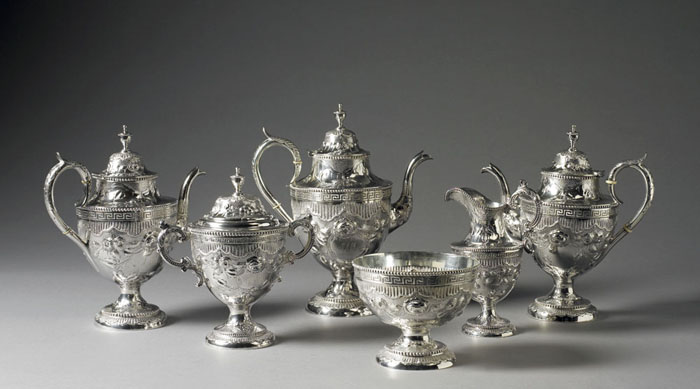 Appraisal: AMERICAN COIN SILVER SIX PIECE TEA AND COFFEE SERVICE GARRETT