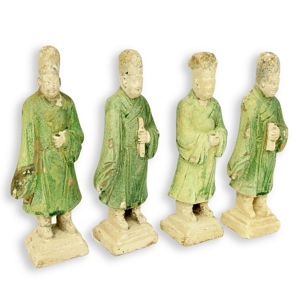 Appraisal: Chinese Ming - AD Tomb Pottery Figures Four Chinese Ming