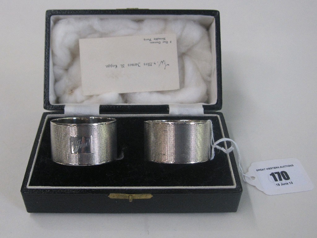 Appraisal: Cased pair of silver napkin rings Birmingham