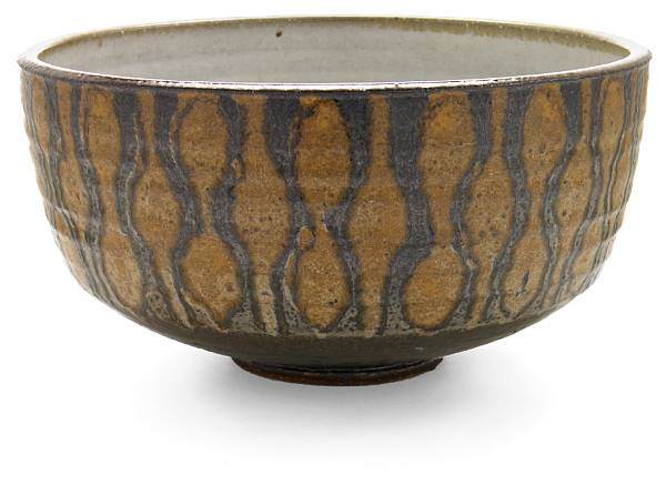 Appraisal: Raul Coronel American wk th Century Bowl stoneware incised Raul