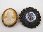 Appraisal: A mixed lot comprising a cameo brooch and a white