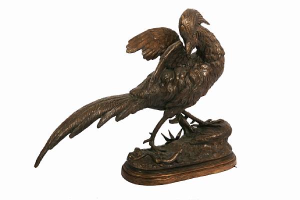 Appraisal: A bronze model of a cockerel height in width in