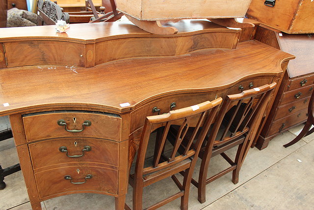 Appraisal: A LARGE TH CENTURY SERPENTINE FRONTED SIDEBOARD with raised back