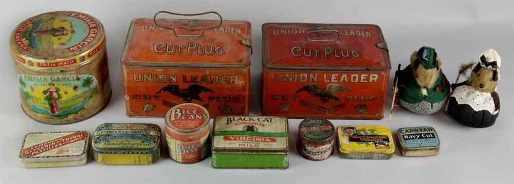 Appraisal: GROUP OF TEN TOBACCO TINS By Unicorn Leader Cut Plug