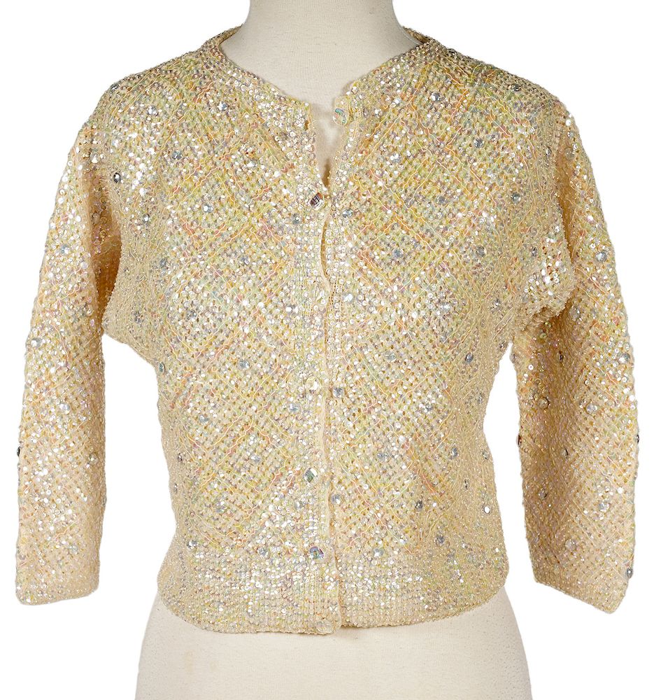 Appraisal: Laura Aponte Vintage Wool Sequin Cardigan Laura Aponte Vintage Wool