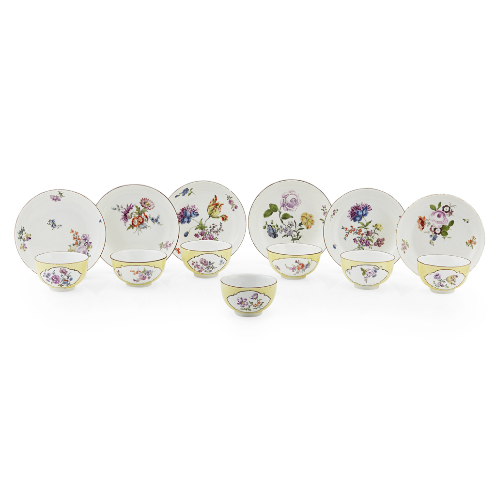 Appraisal: PART SET OF MEISSEN PORCELAIN TEABOWLS AND SAUCERS TH CENTURY