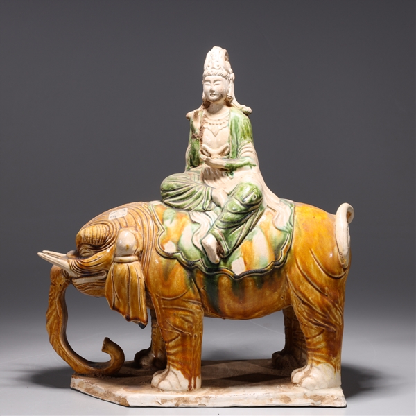 Appraisal: Chinese sancai glazed ceramic statue of a figure riding an