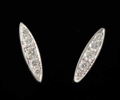 Appraisal: A Pair of k Gold and Diamond Earrings k white