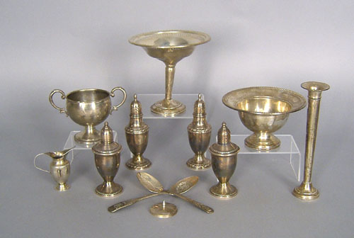 Appraisal: Group of weighted sterling and plate silver