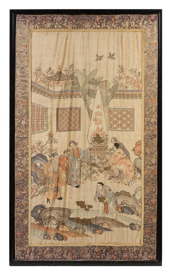 Appraisal: Sale Lot A Large Silk Kesi Panel likely th century